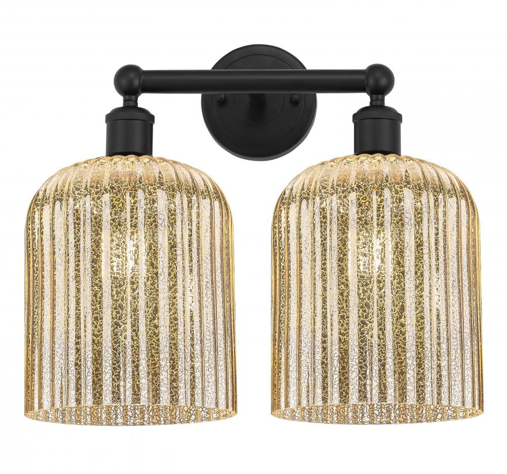 Bridal Veil - 2 Light - 14 inch - Matte Black - Bath Vanity Light