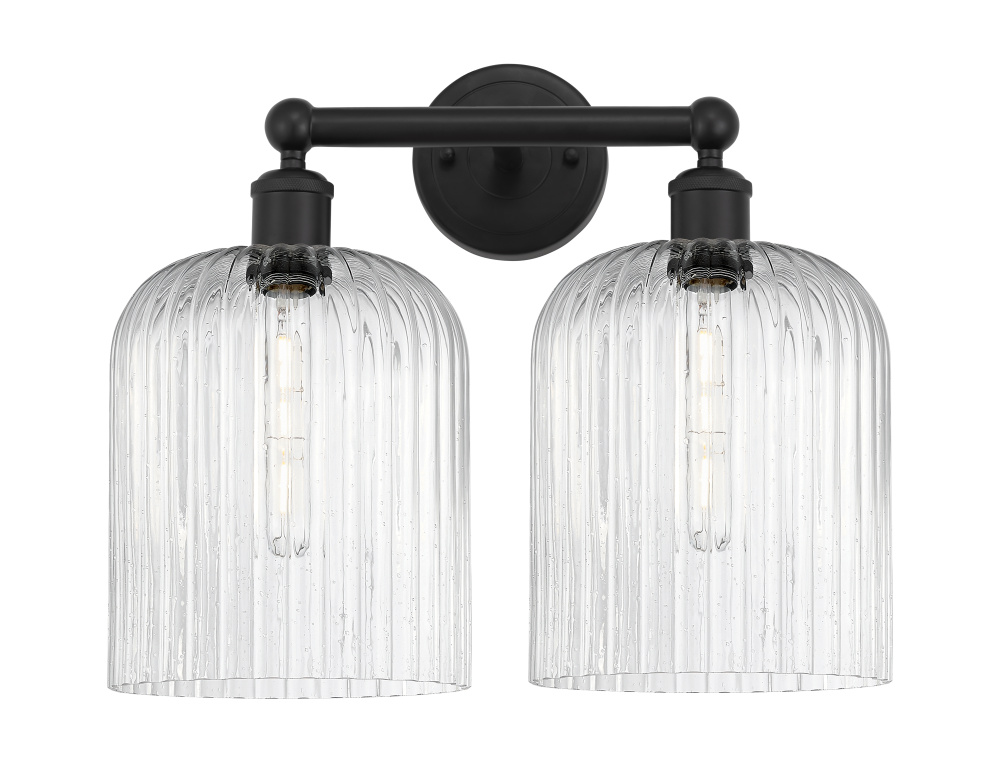 Bridal Veil - 2 Light - 14 inch - Matte Black - Bath Vanity Light