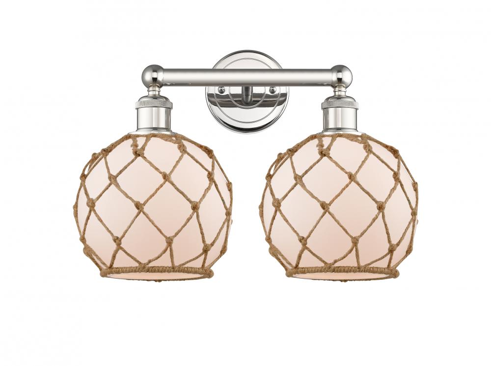 Farmhouse Rope - 2 Light - 17 inch - Polished Nickel - Bath Vanity Light
