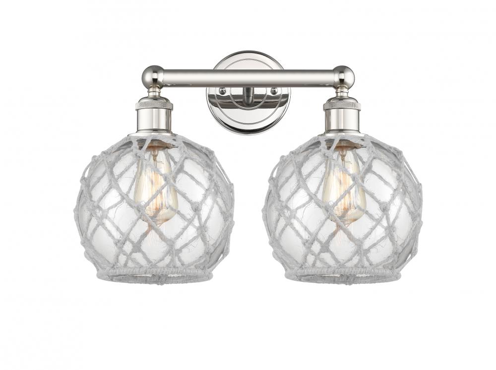 Farmhouse Rope - 2 Light - 17 inch - Polished Nickel - Bath Vanity Light