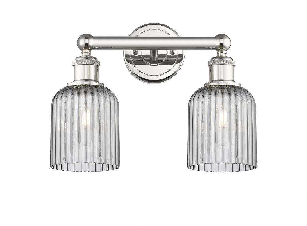 Bridal Veil - 2 Light - 14 inch - Polished Nickel - Bath Vanity Light