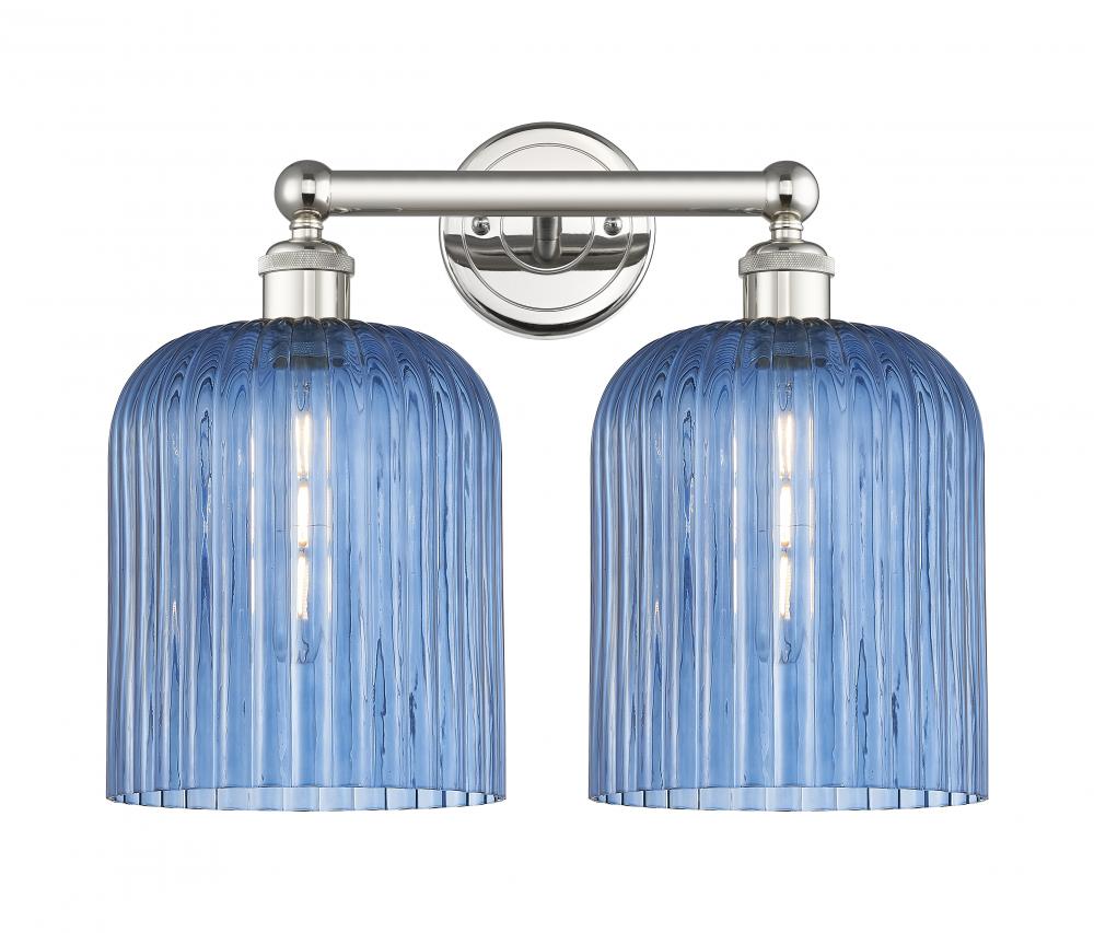 Bridal Veil - 2 Light - 14 inch - Polished Nickel - Bath Vanity Light