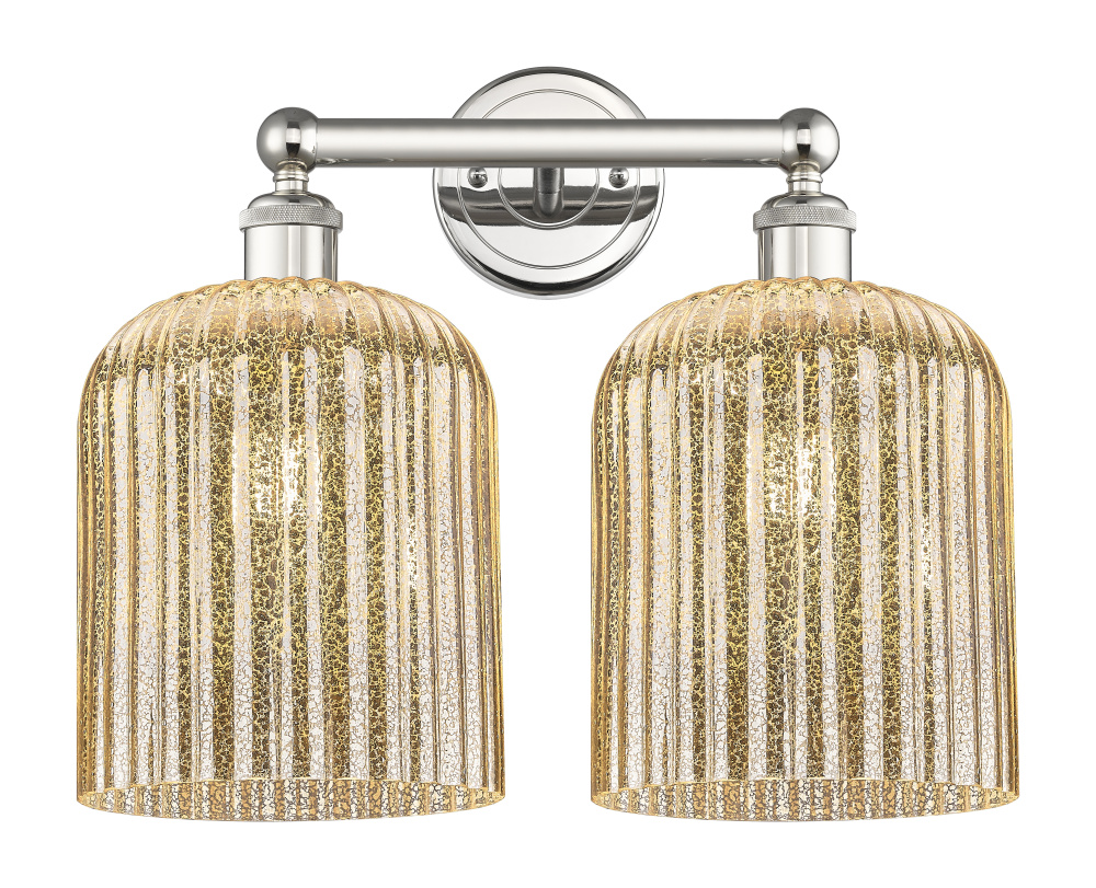 Bridal Veil - 2 Light - 14 inch - Polished Nickel - Bath Vanity Light