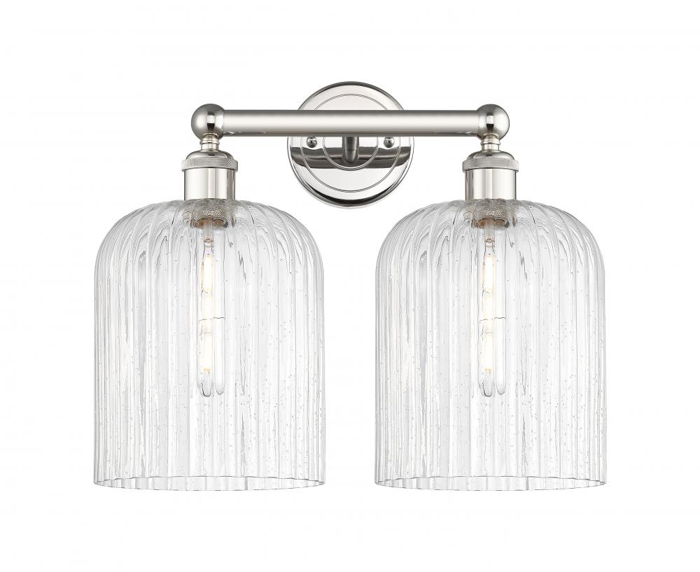 Bridal Veil - 2 Light - 14 inch - Polished Nickel - Bath Vanity Light