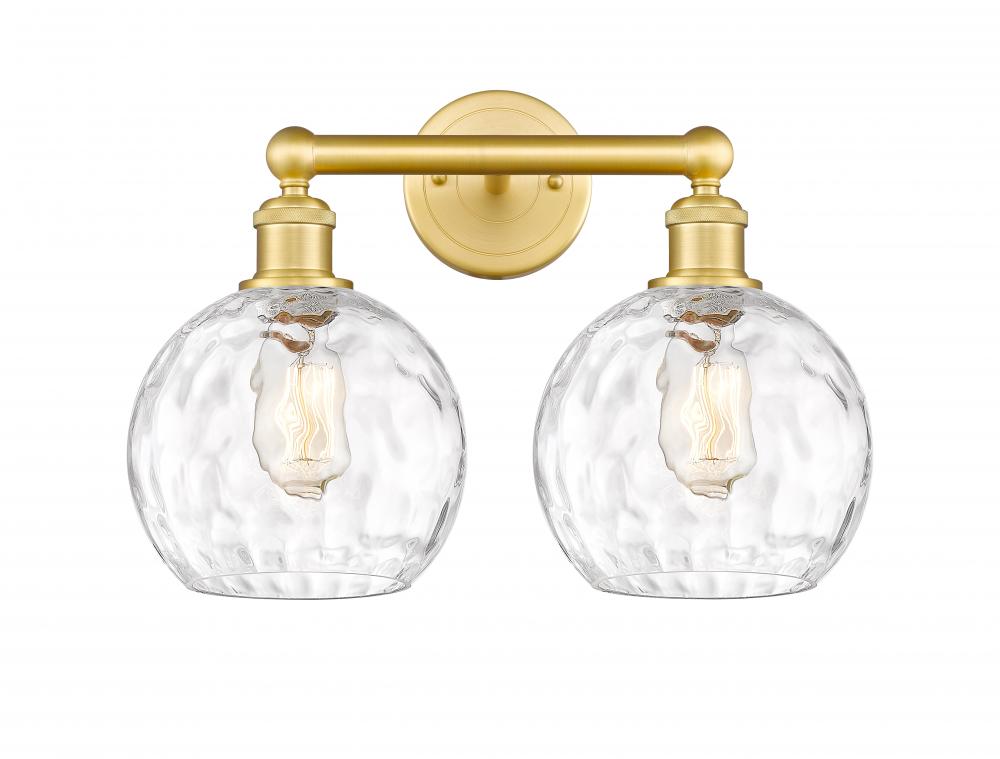 Athens Water Glass - 2 Light - 17 inch - Satin Gold - Bath Vanity Light