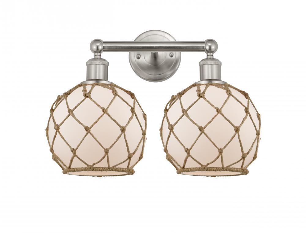 Farmhouse Rope - 2 Light - 17 inch - Brushed Satin Nickel - Bath Vanity Light