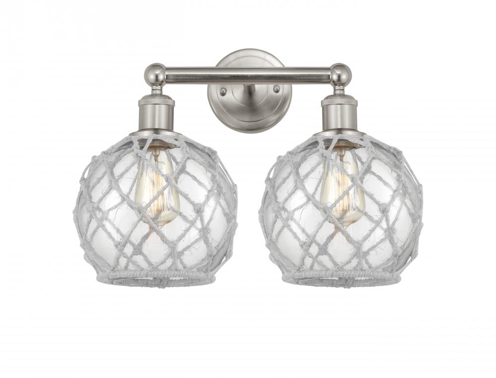 Farmhouse Rope - 2 Light - 17 inch - Brushed Satin Nickel - Bath Vanity Light