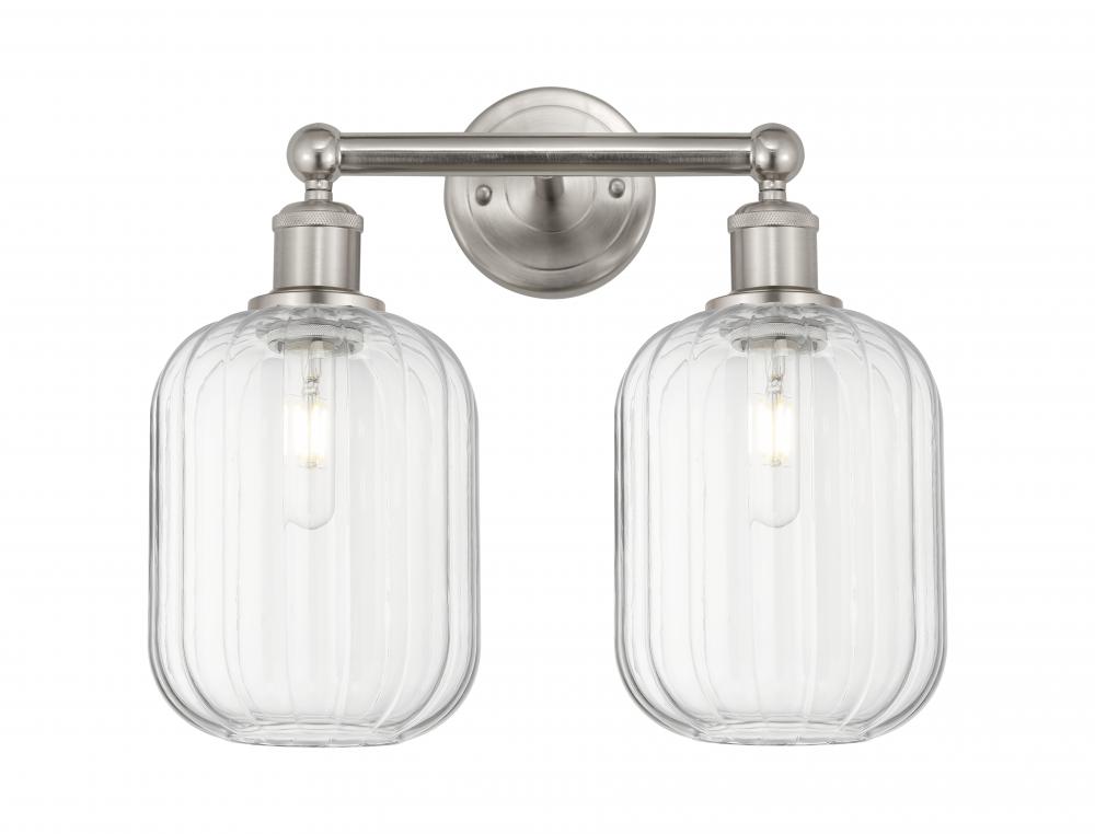 Preston Cylinder - 2 Light - 16 inch - Brushed Satin Nickel - Bath Vanity Light