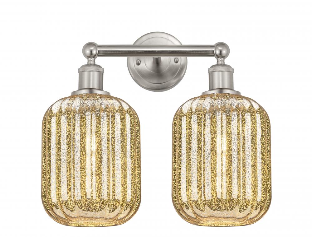 Preston Cylinder - 2 Light - 16 inch - Brushed Satin Nickel - Bath Vanity Light