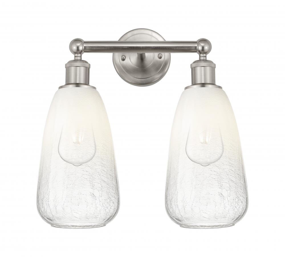 Brookhaven Almond - 2 Light - 15 inch - Brushed Satin Nickel - Bath Vanity Light