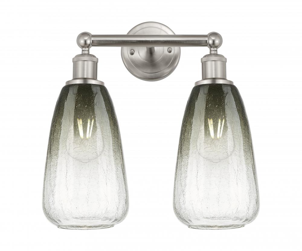 Brookhaven Almond - 2 Light - 15 inch - Brushed Satin Nickel - Bath Vanity Light