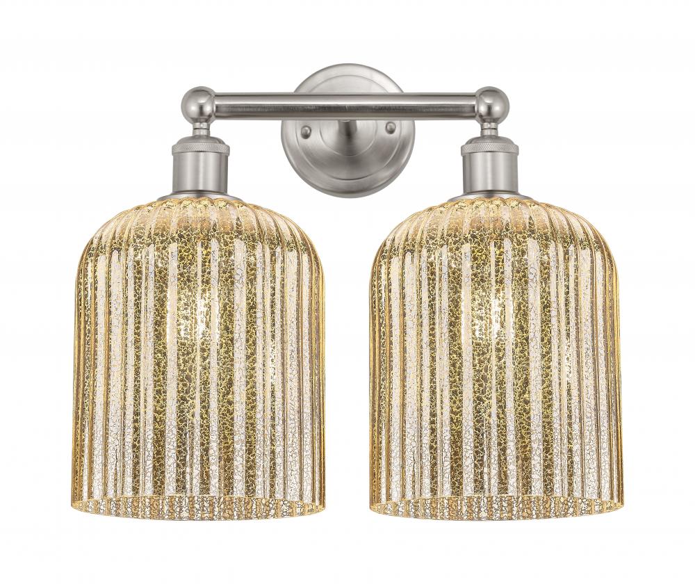 Bridal Veil - 2 Light - 14 inch - Brushed Satin Nickel - Bath Vanity Light