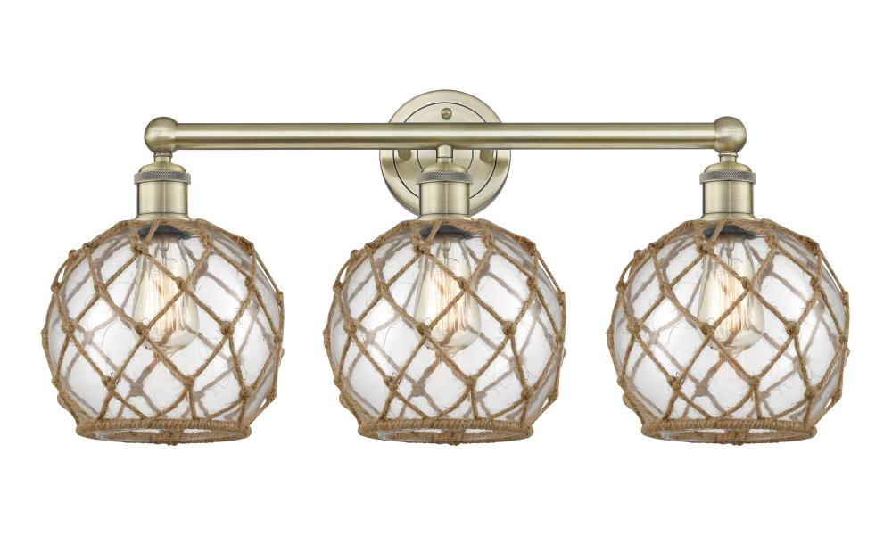 Farmhouse Rope - 3 Light - 26 inch - Antique Brass - Bath Vanity Light