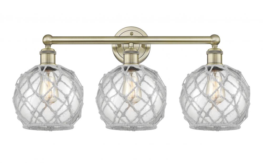 Farmhouse Rope - 3 Light - 26 inch - Antique Brass - Bath Vanity Light
