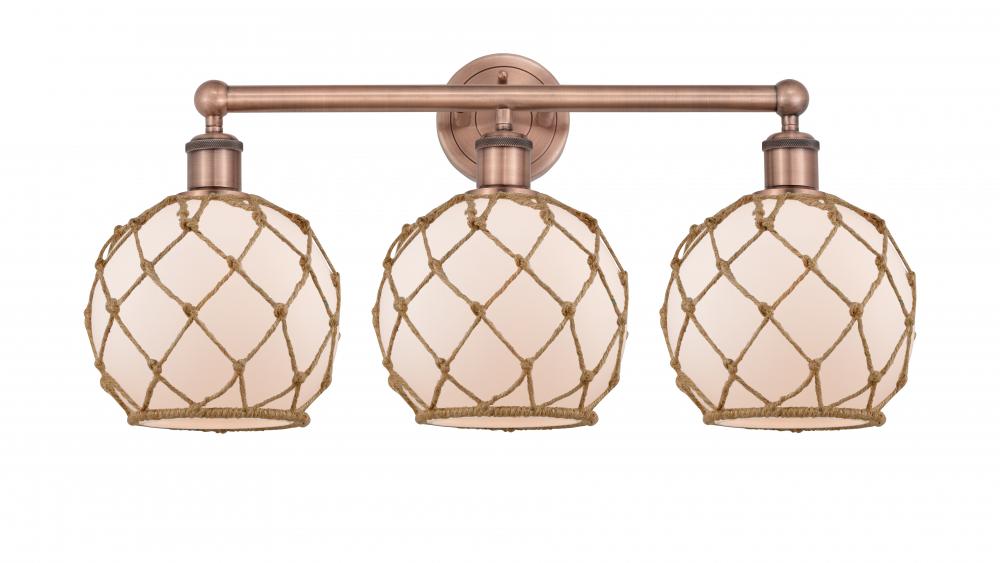Farmhouse Rope - 3 Light - 26 inch - Antique Copper - Bath Vanity Light