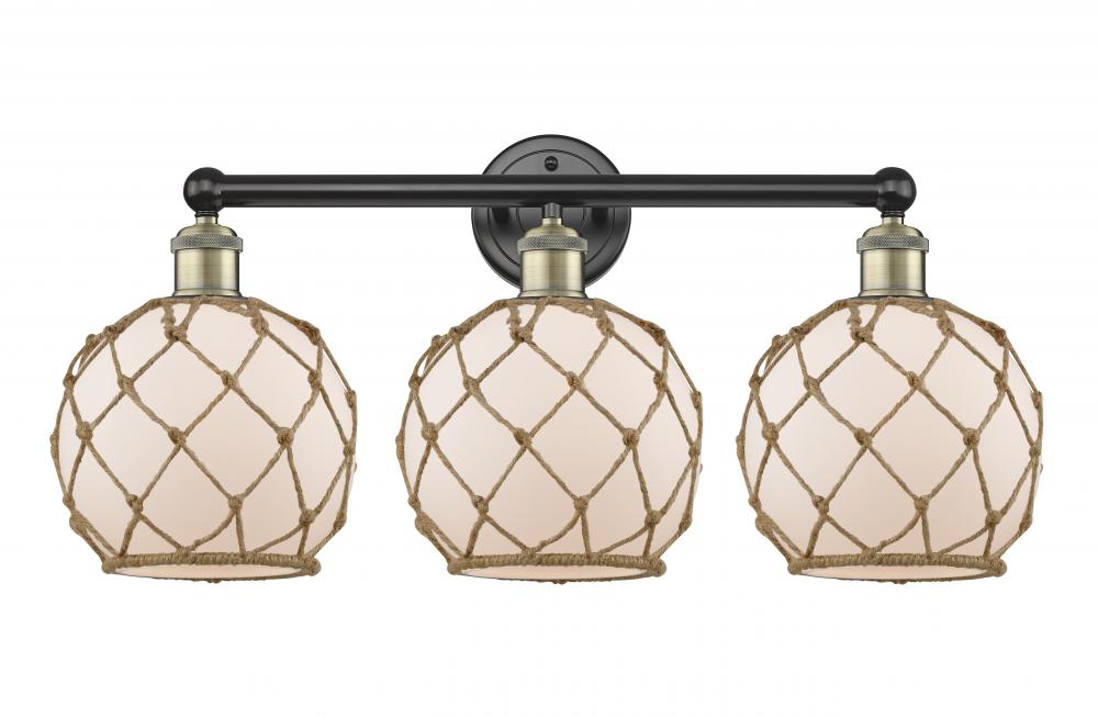 Farmhouse Rope - 3 Light - 26 inch - Black Antique Brass - Bath Vanity Light