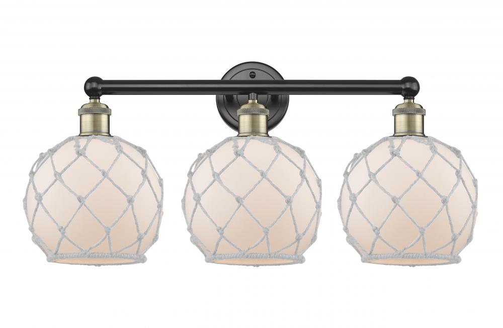 Farmhouse Rope - 3 Light - 26 inch - Black Antique Brass - Bath Vanity Light