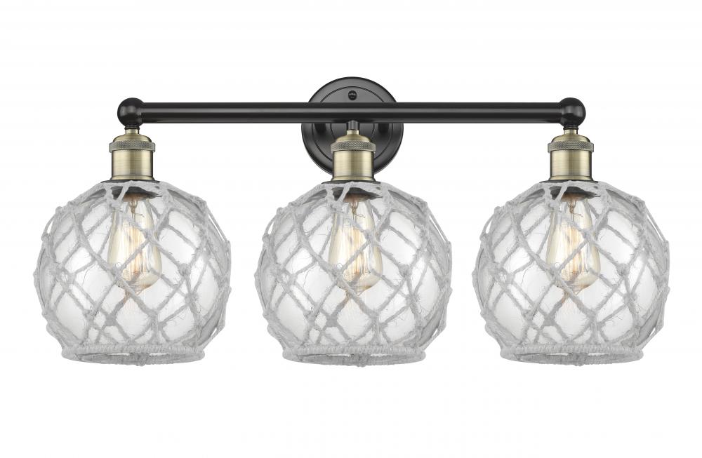 Farmhouse Rope - 3 Light - 26 inch - Black Antique Brass - Bath Vanity Light
