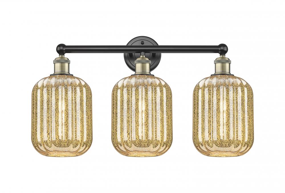 Preston Cylinder - 3 Light - 25 inch - Black Antique Brass - Bath Vanity Light
