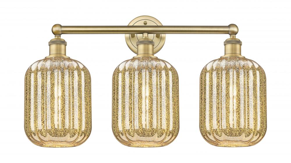 Preston Cylinder - 3 Light - 25 inch - Brushed Brass - Bath Vanity Light