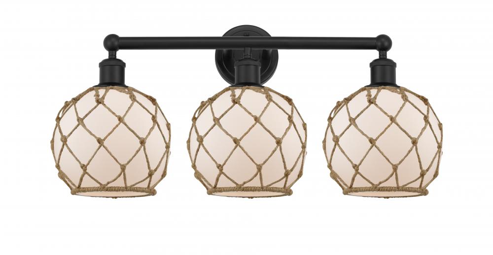 Farmhouse Rope - 3 Light - 26 inch - Matte Black - Bath Vanity Light