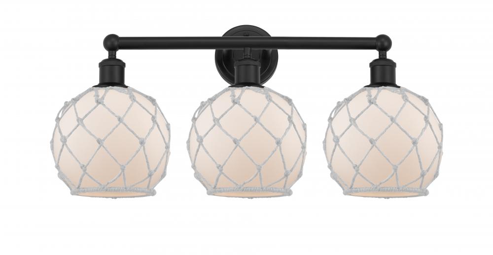 Farmhouse Rope - 3 Light - 26 inch - Matte Black - Bath Vanity Light
