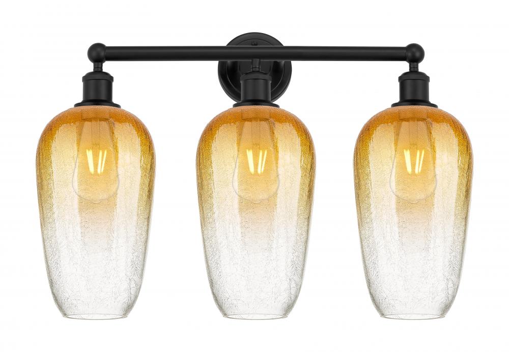 Brookhaven Flute - 3 Light - 25 inch - Matte Black - Bath Vanity Light