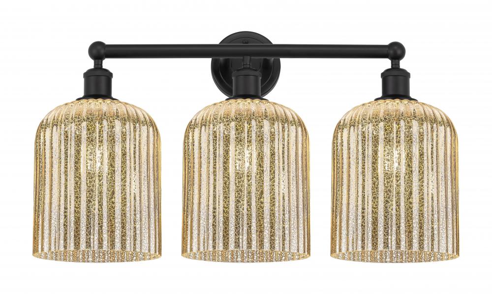 Bridal Veil - 3 Light - 23 inch - Matte Black - Bath Vanity Light