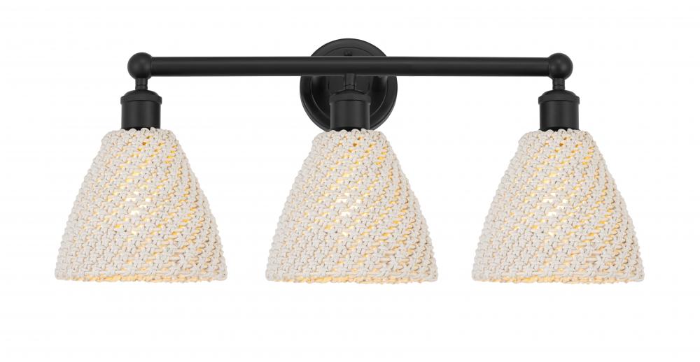 Bristol Natural - 3 Light - 26 inch - Matte Black - Bath Vanity Light