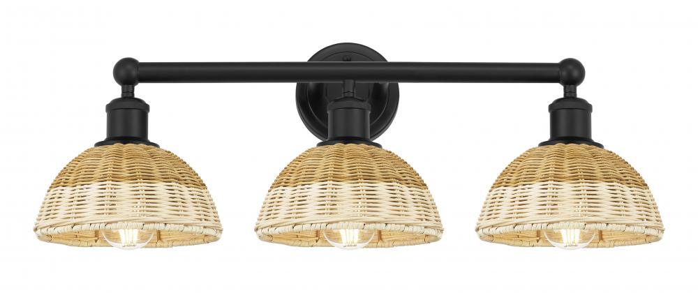 Bristol Natural II - 3 Light - 26 inch - Matte Black - Bath Vanity Light