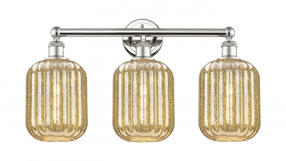 Preston Cylinder - 3 Light - 25 inch - Polished Nickel - Bath Vanity Light