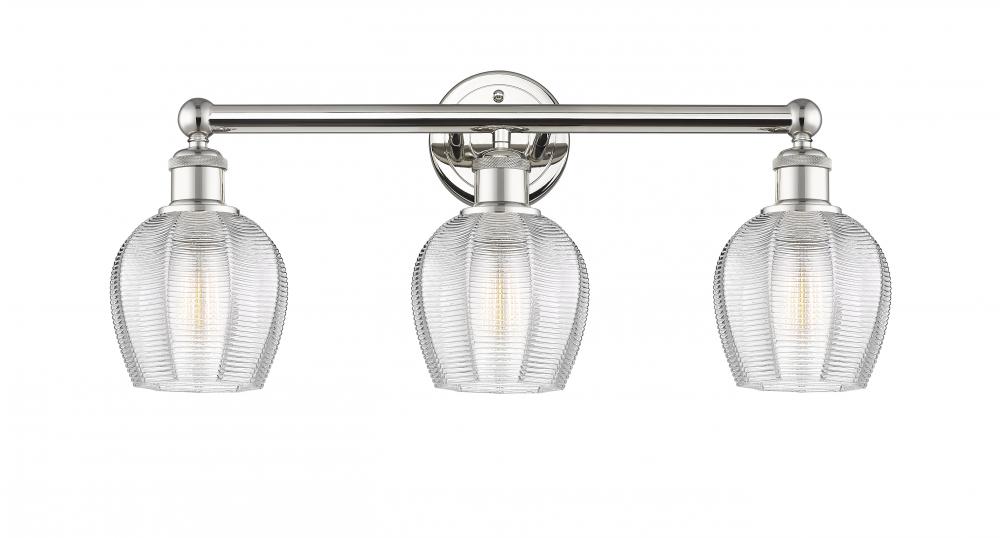 Norfolk - 3 Light - 24 inch - Polished Nickel - Bath Vanity Light