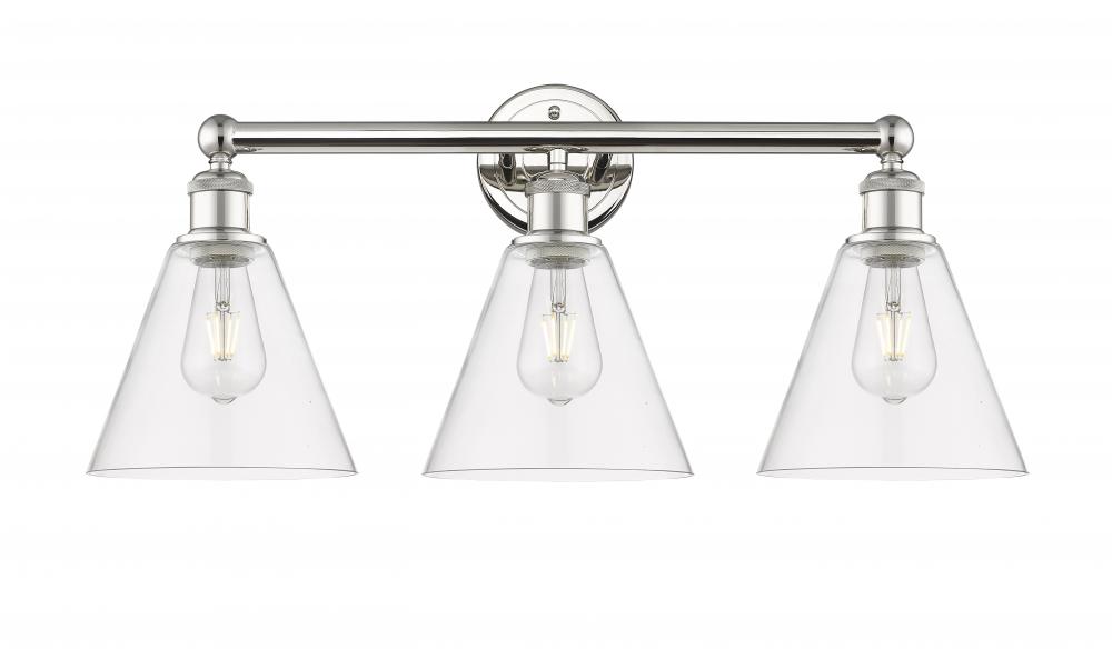 Berkshire - 3 Light - 26 inch - Polished Nickel - Bath Vanity Light
