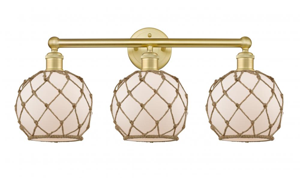 Farmhouse Rope - 3 Light - 26 inch - Satin Gold - Bath Vanity Light