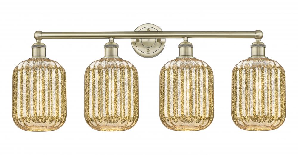 Preston Cylinder - 4 Light - 34 inch - Antique Brass - Bath Vanity Light