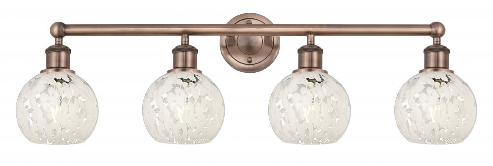 White Mouchette - 4 Light - 33 inch - Antique Copper - Bath Vanity Light