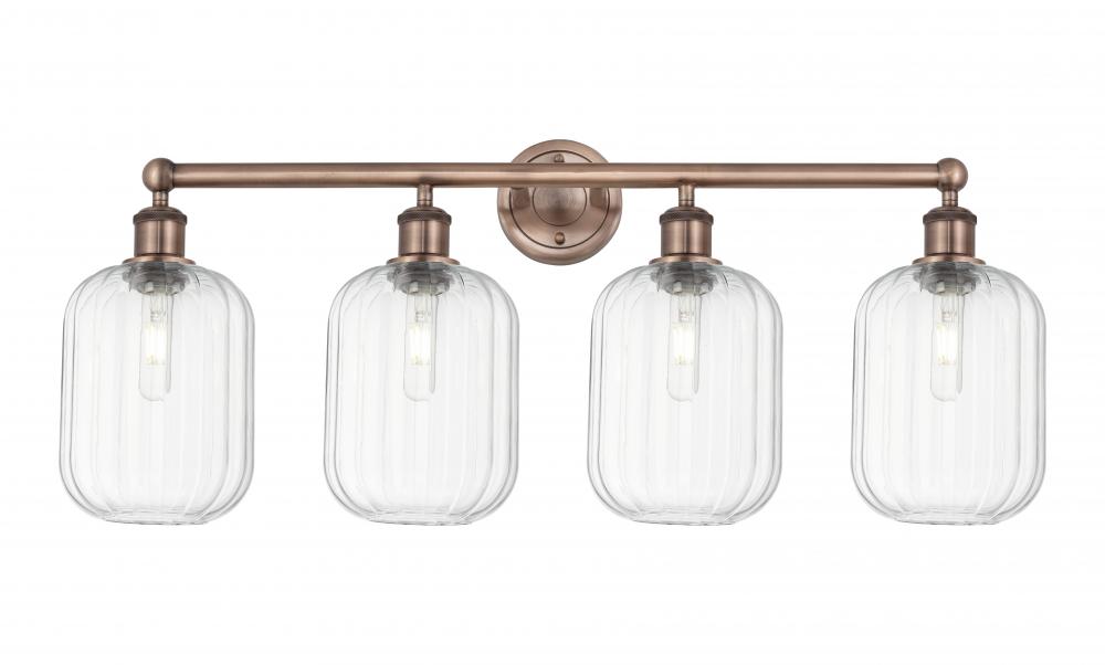 Preston Cylinder - 4 Light - 34 inch - Antique Copper - Bath Vanity Light