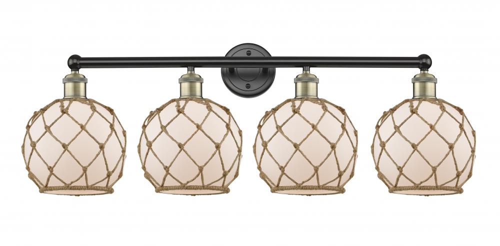 Farmhouse Rope - 4 Light - 35 inch - Black Antique Brass - Bath Vanity Light