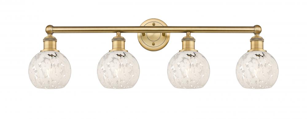 White Mouchette - 4 Light - 33 inch - Brushed Brass - Bath Vanity Light