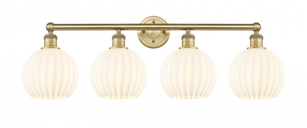 White Venetian - 4 Light - 35 inch - Brushed Brass - Bath Vanity Light