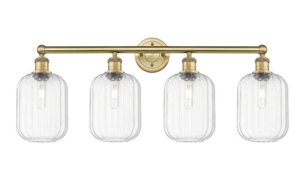 Preston Cylinder - 4 Light - 34 inch - Brushed Brass - Bath Vanity Light