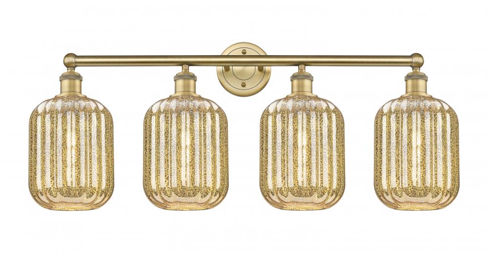 Preston Cylinder - 4 Light - 34 inch - Brushed Brass - Bath Vanity Light