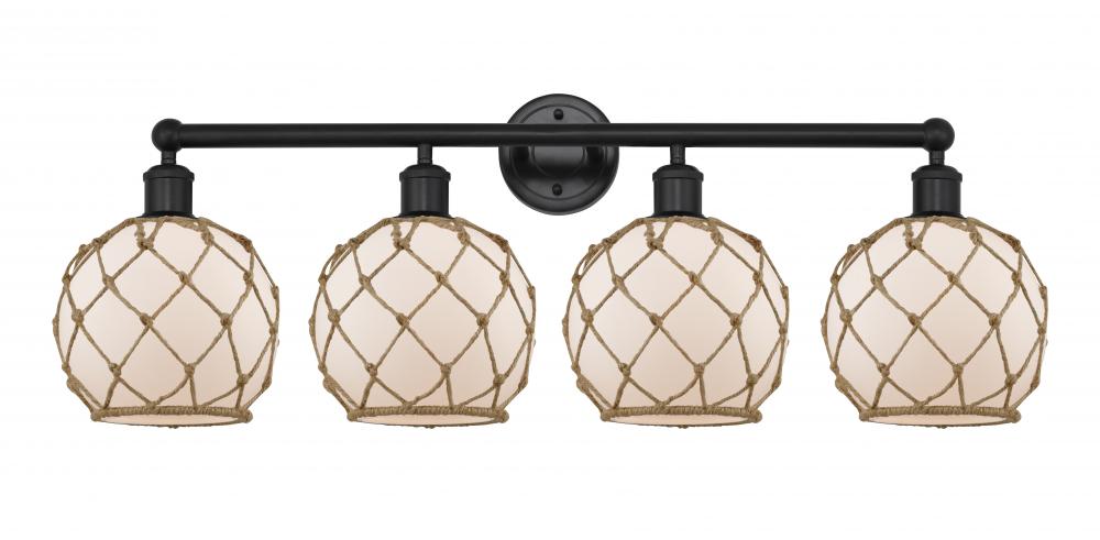 Farmhouse Rope - 4 Light - 35 inch - Matte Black - Bath Vanity Light
