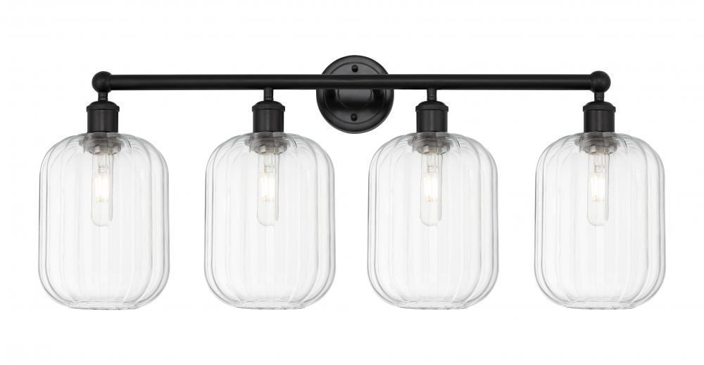 Preston Cylinder - 4 Light - 34 inch - Matte Black - Bath Vanity Light
