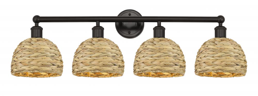 Woven Rattan - 4 Light - 35 inch - Oil Rubbed Bronze - Bath Vanity Light