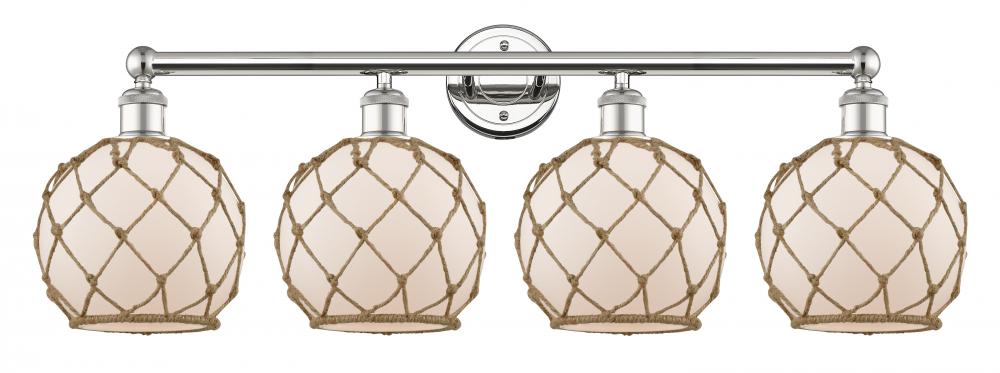 Farmhouse Rope - 4 Light - 35 inch - Polished Nickel - Bath Vanity Light