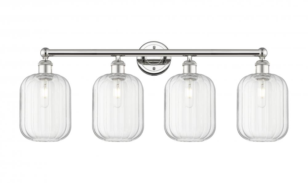 Preston Cylinder - 4 Light - 34 inch - Polished Nickel - Bath Vanity Light