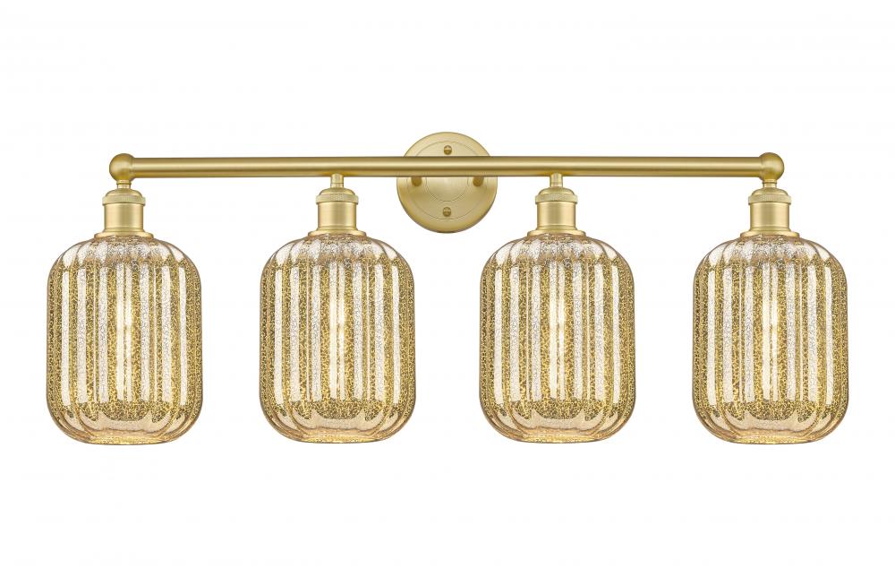 Preston Cylinder - 4 Light - 34 inch - Satin Gold - Bath Vanity Light