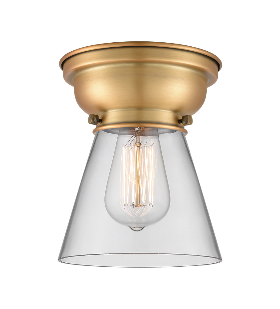Cone - 1 Light - 6 inch - Brushed Brass - Flush Mount