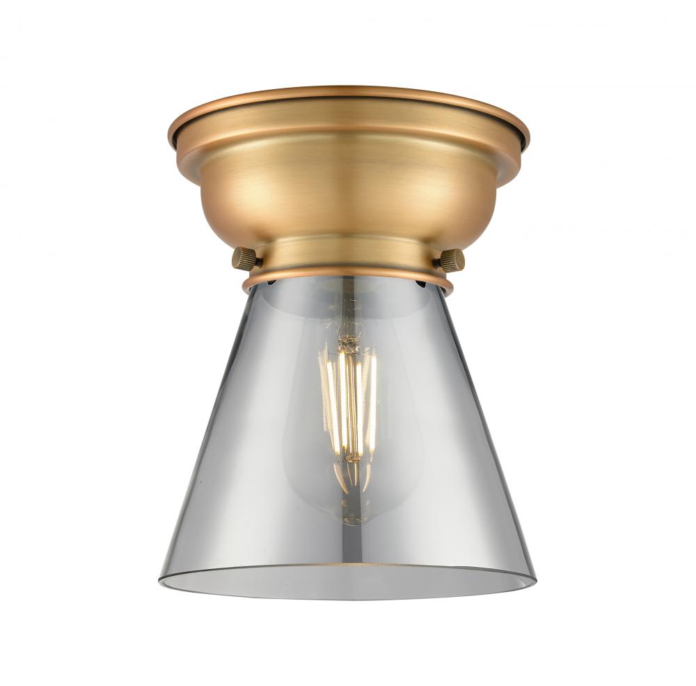 Cone - 1 Light - 6 inch - Brushed Brass - Flush Mount